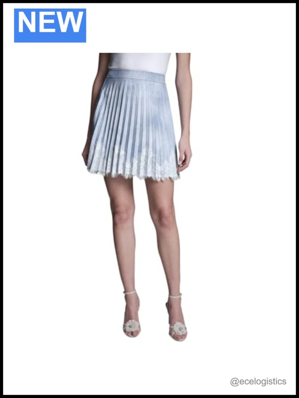 Pleated Lace Detail Mini Skirt with Zip Closure – Lightweight Casual